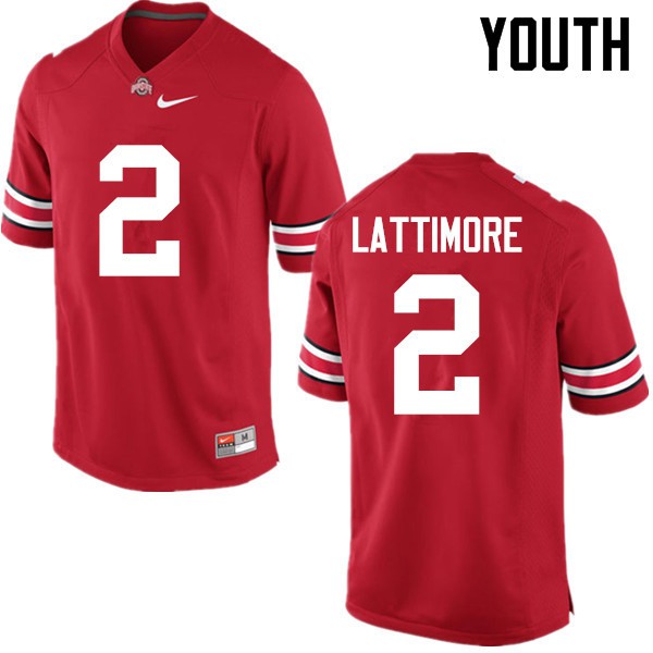 Ohio State Buckeyes #2 Marshon Lattimore Youth Football Jersey Red OSU40005